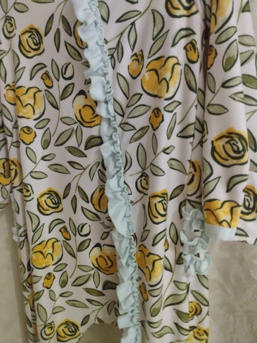 Sweet Honey Roses Layette Pajama Yellow, Mint Trim Ruffle Butt Long John 5T - Picture 5 of 9