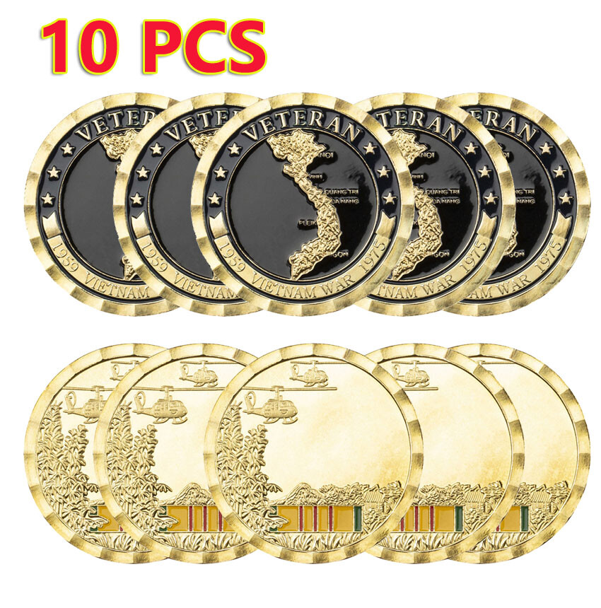 10PCS 1959-1975 Vietnam War Army Challenge Coin Veteran Collect Commemorative