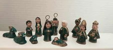 VINTAGE MEXICO HAND PAINTED CLAY NATIVITY SET- 12 PIECE/ MINI SET 2"