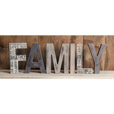 Decorative Wooden Letters  FAMILY  6 Letters Wall Hanging 8  Distressed Gray CWI