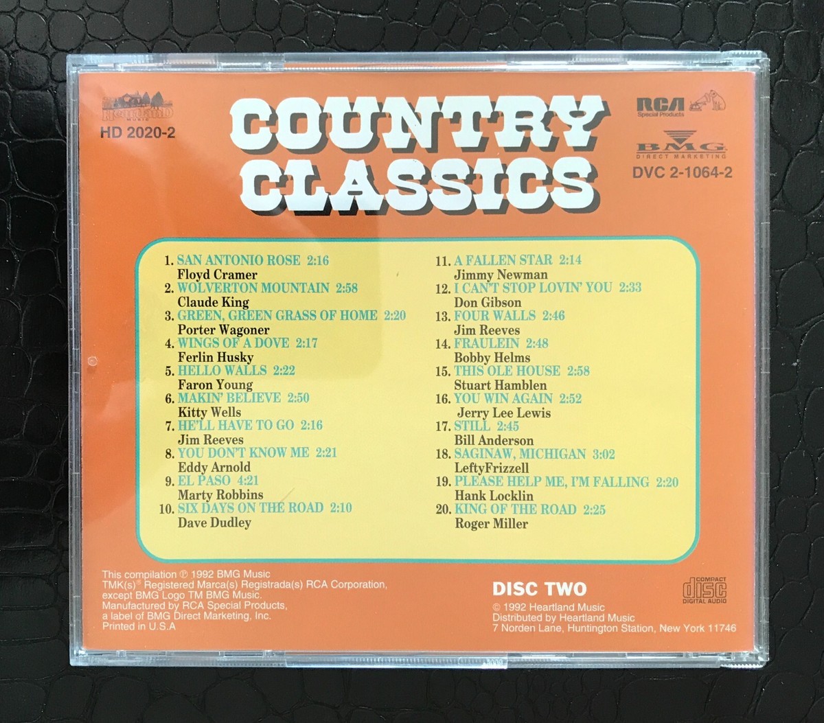 COUNTRY CLASSICS CD 2 ONLY Heartland Lefty Frizzel Hank Locklin