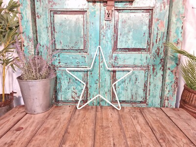 Rustikale aufgearbeitete Vintage weiße Splitt Metall Stern Haus Garten Wanddeko