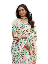 Women's Pure Cotton Woven Saree With Blouse Piece
