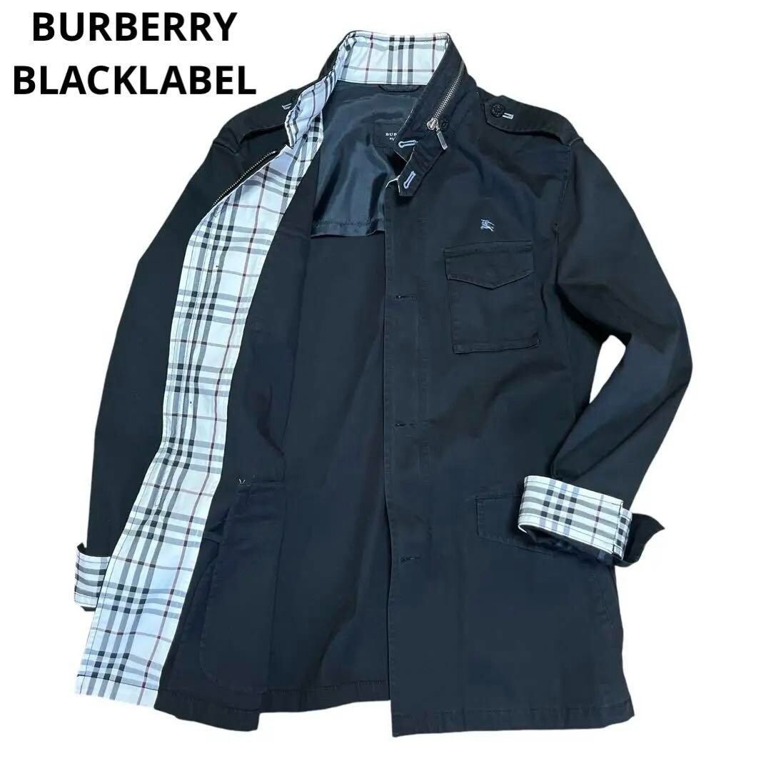 Burberry Black Label Full Zip Trench Coat Jacket Blouson Check Men Size M Used