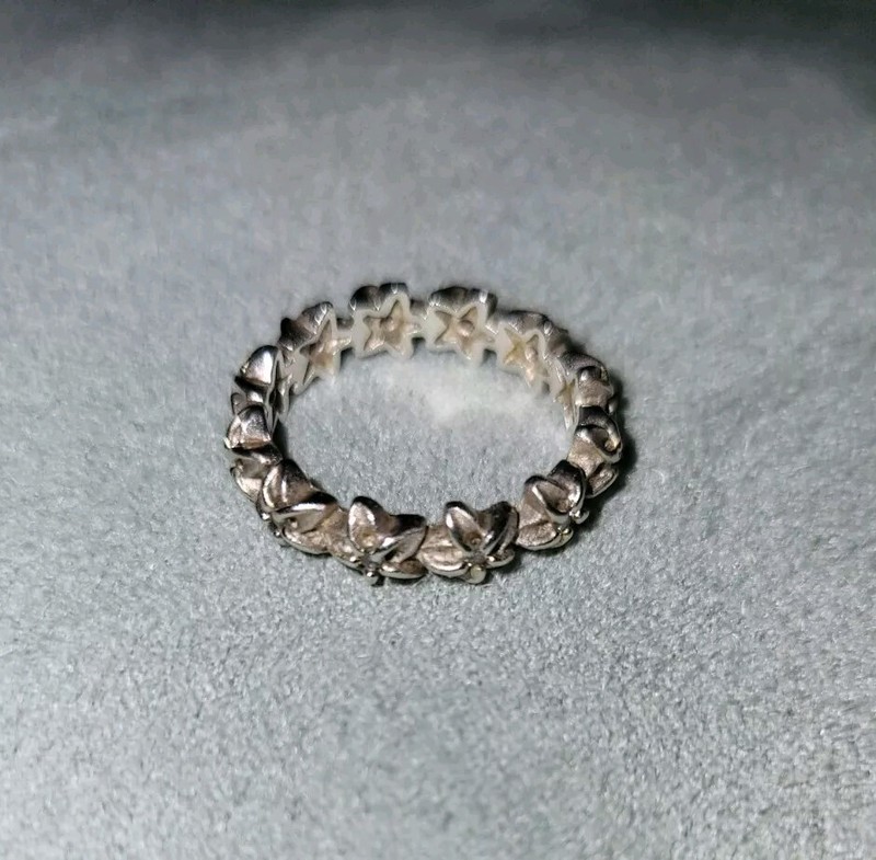 Solid 925 Sterling Silver w/gold and CZ Accents Hawaiian Plumeria Lei Ring