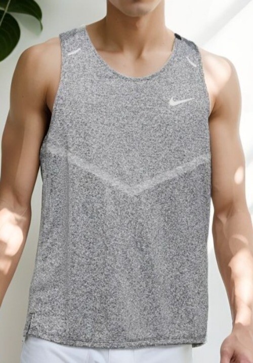 Nike Men's Silver Dri FIT Breathe Rise 365 Soft Tank Comfortable