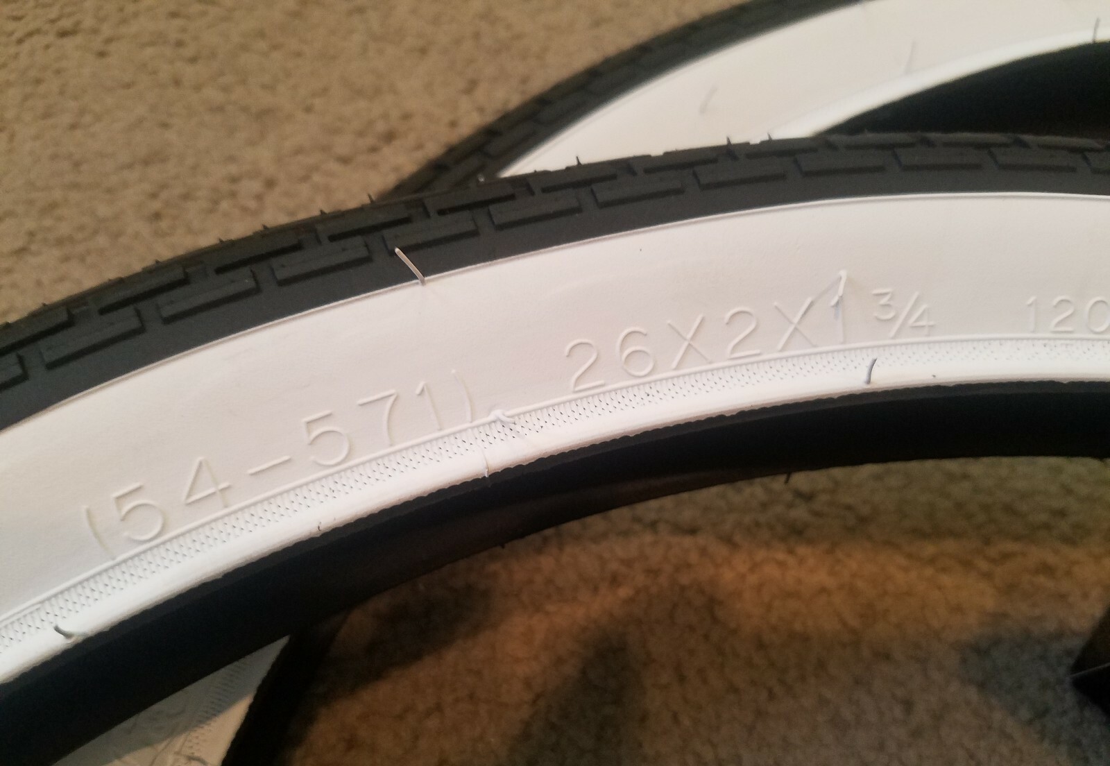 TWO 26X2X1&3/4"TIRES,TUBULAR S7 WHITEWALL BRICK PATTERN,VINTAGE SCHWINN CRUISER eBay