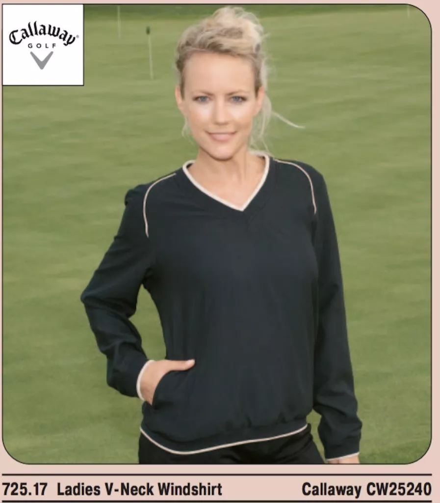 GOLF 725.17 Ladies V Neck Windshirt Callaway Black CW25240 Women 100 polyester