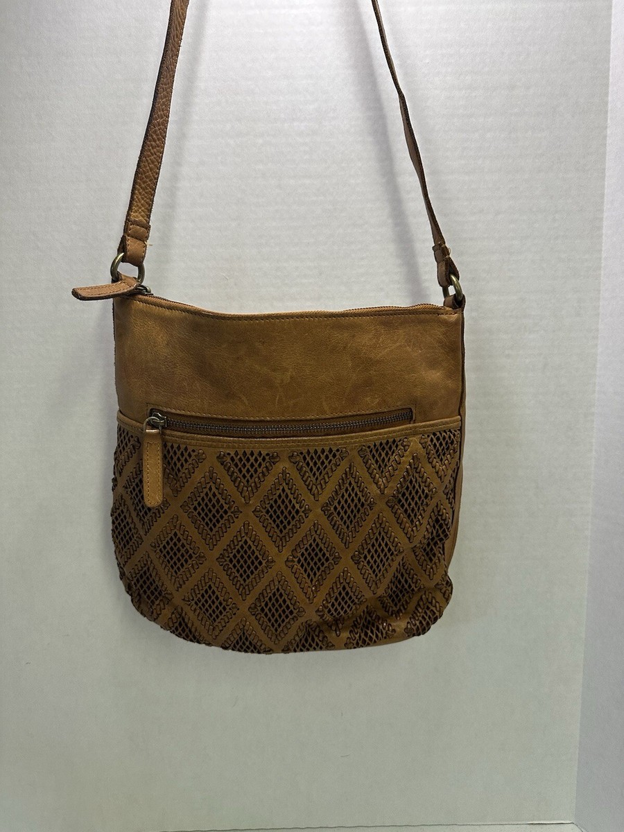 Vilenca Holland Brown Cognac Leather Purse Crossbody 