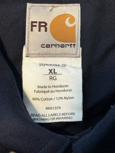 NWOT! CARHARTT CAT2 FR Flame Resistant Navy Blue Long Sleeve Shirt. Size XL - Picture 4 of 10