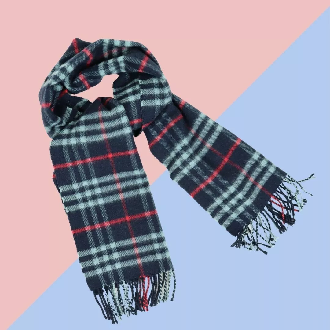 Burberry checked cashmere scarf - Blue