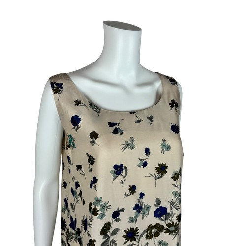 Vintage 60s Floral Dress Women's Small Blue Border Print Acetate Thin Shift - Picture 4 of 10