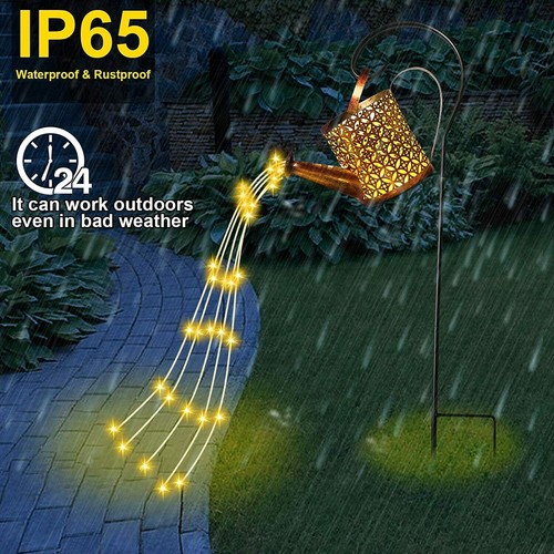 LED SOLAR LEUCHTE GIEßKANNE DEKO-KANNE LED WASSERFALL FÜR GARTEN AUßEN LAMPEN DE - Bild 6 von 13