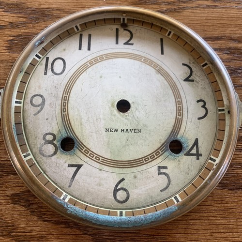Antique New Haven Clock Dial with Bezel Brass Metal Bronze? Copper