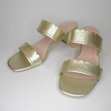Kate Spade Chrissie Gold Slide Slippers Double Strap Shoes Size 8.5 B NEW