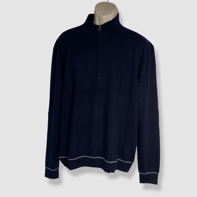 $575 Active Cashmere For Neiman Marcus Men Blue Knit 1/4-Zip Sweater Size M
