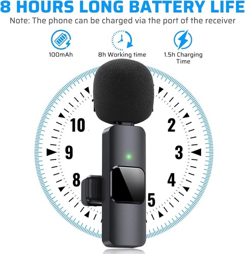 Dual Wireless Lavalier Microphone Camera/iPhone/Android/GoPro Professional Lapel - Picture 6 of 8