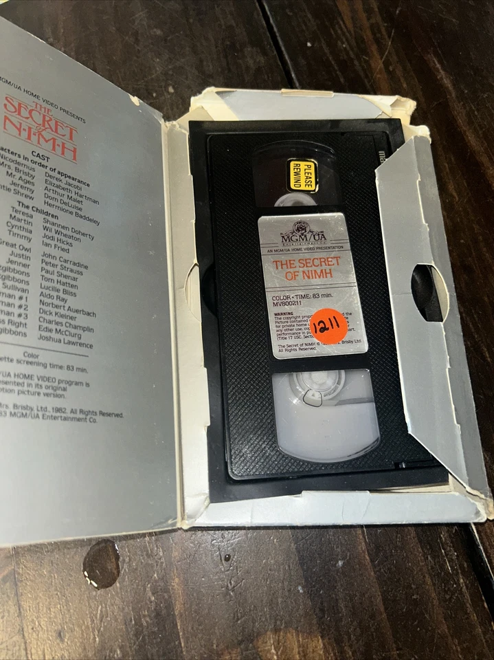 Секрет Нимха редкая серый большая коробка VHS 1982 MGM Дон Блут мультфильм анимации - Изображение 4 из 4
