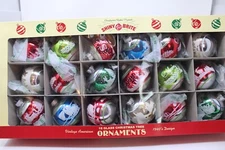 Christopher Radko Shiny Brite 1940's Design Christmas Ornaments Stenciled Flock