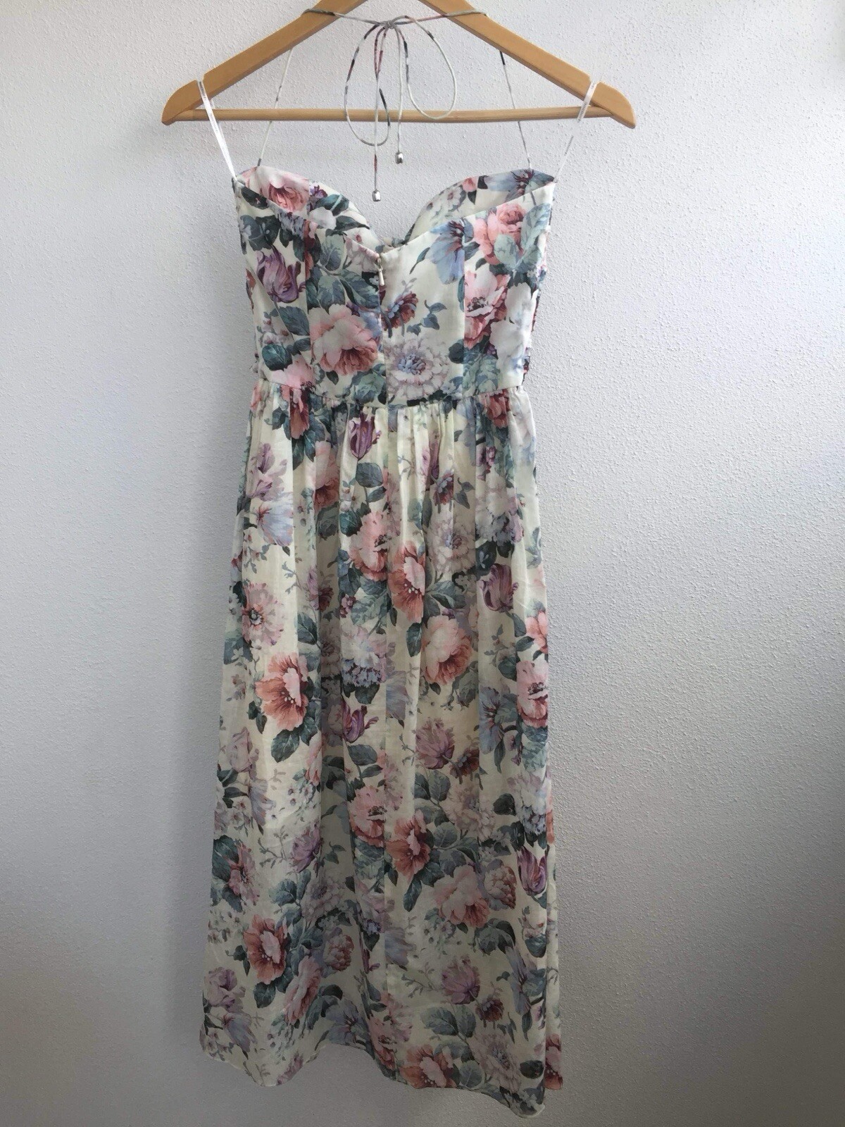 ZIMMERMANN Jasper Floral Halter Tie Cutout Midi Maxi Dress Size 1 AU/UK 8 US 4