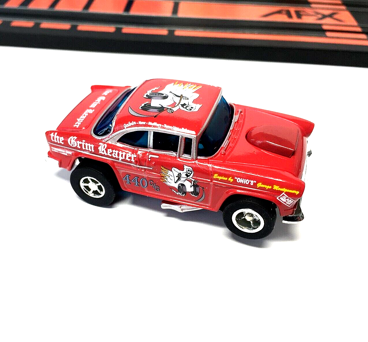 Ho Slot Cars Red 55 Chevy AFX / Xtraction Auto World Race Car With