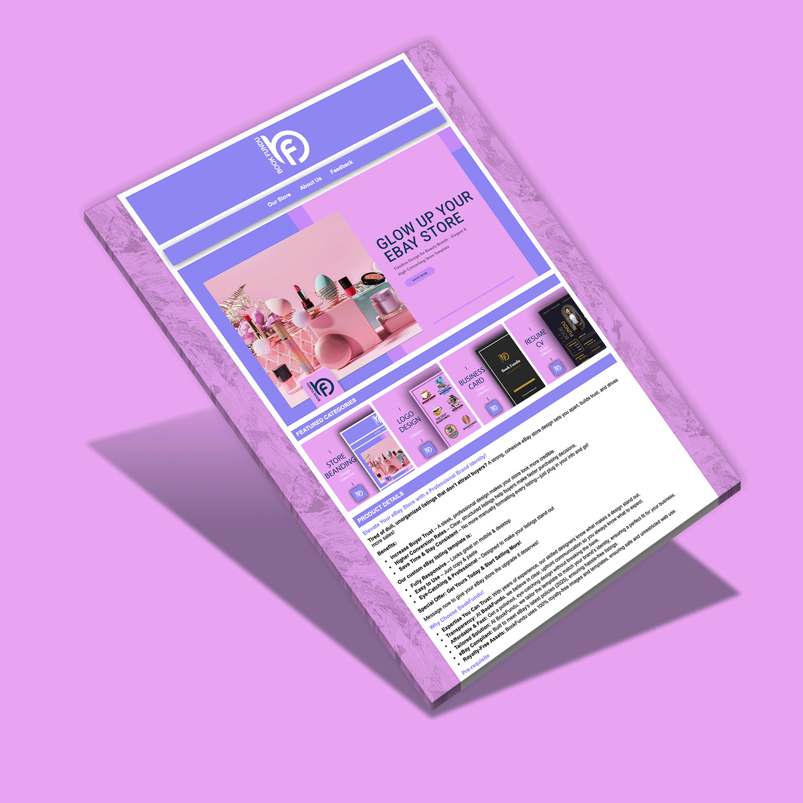 Sell Beauty with Style | Elegant eBay Store Design & HTML Listing Template 2025