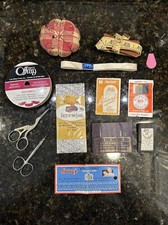 LOT of VINTAGE SEWING ITEMS - SCISSORS, PIN CUSHION, NEEDLES, etc. SEE BELOW