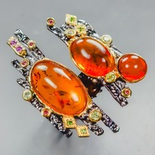 Handmade Natural Amber Ring 925 Sterling Silver Size 7 /R439185