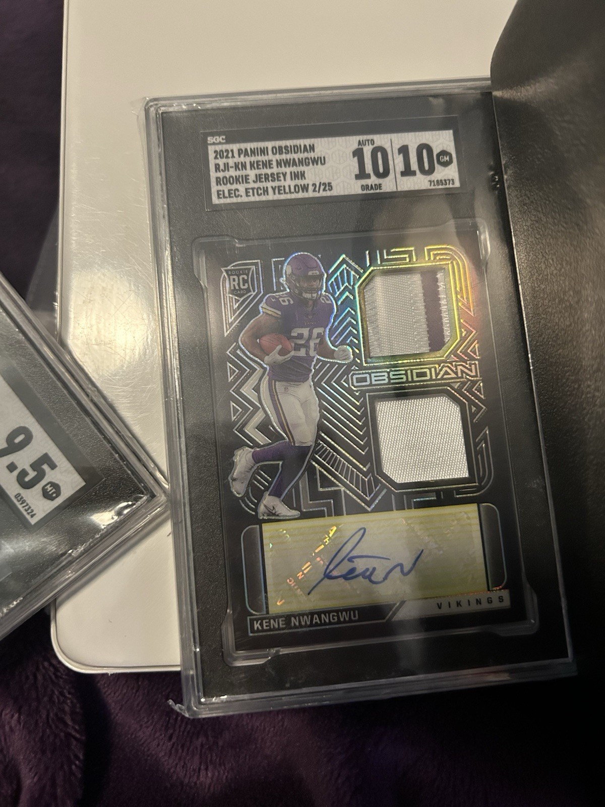 Kene Nwangwu Panini Obsidian Rookie Jersey Ink #RJIKN Yellow Electric Etch