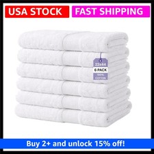 Pack of 6 100 Cotton Bath Towels 22x44 Quick-Dry, Lightweight, Soft Abso...