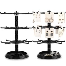 2 Pcs 3 Tier Rotating Jewelry Display Stands Plastic Spinning Display Rack fo...
