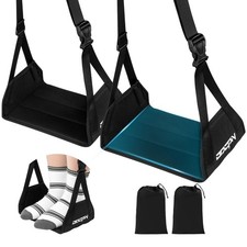 2-Pack Foot Hammock for Plane Travel, No Collapse 2-Pack, 2-pack Black