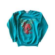 VTG โ90 Arizona Cactus Prints Puff Chili Peppers Teal USA Made M* Hanes Raglan