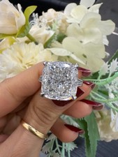 11.58CT LAB GROWN CUSHION WITH SIDE ROUND DIAMOND ENGAGEMENT RING