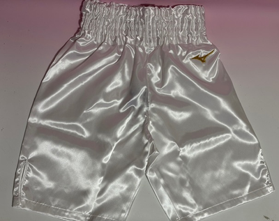 ミズノ製エナメルボクシングショーツ （白/ゴールド）※Lサイズ Mizuno boxing trunks White Lumbard logo Gold Made in Japan | eBay