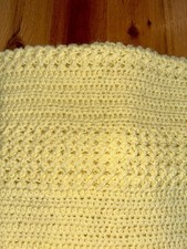 Yellow handmade crochet newborn baby blanket Crib bassinet Stroller Soft 36x32  