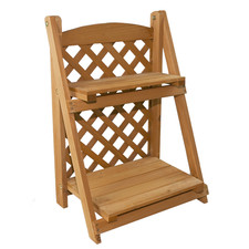 Garden 2 Tier Wooden Planter Rack Flower Display Stand Ideal for Outdoor Indoor