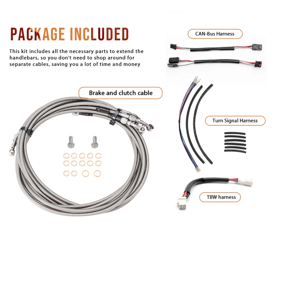 Brake Line Clutch Cable for Harley 2017-2020 Road Glide King ABS 16'' Handlebar Foto 3 de 4