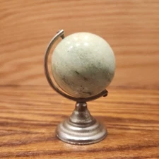 Vintage Green Soapstone Globe 3.5" Desktop Paperweight Decoration MCM