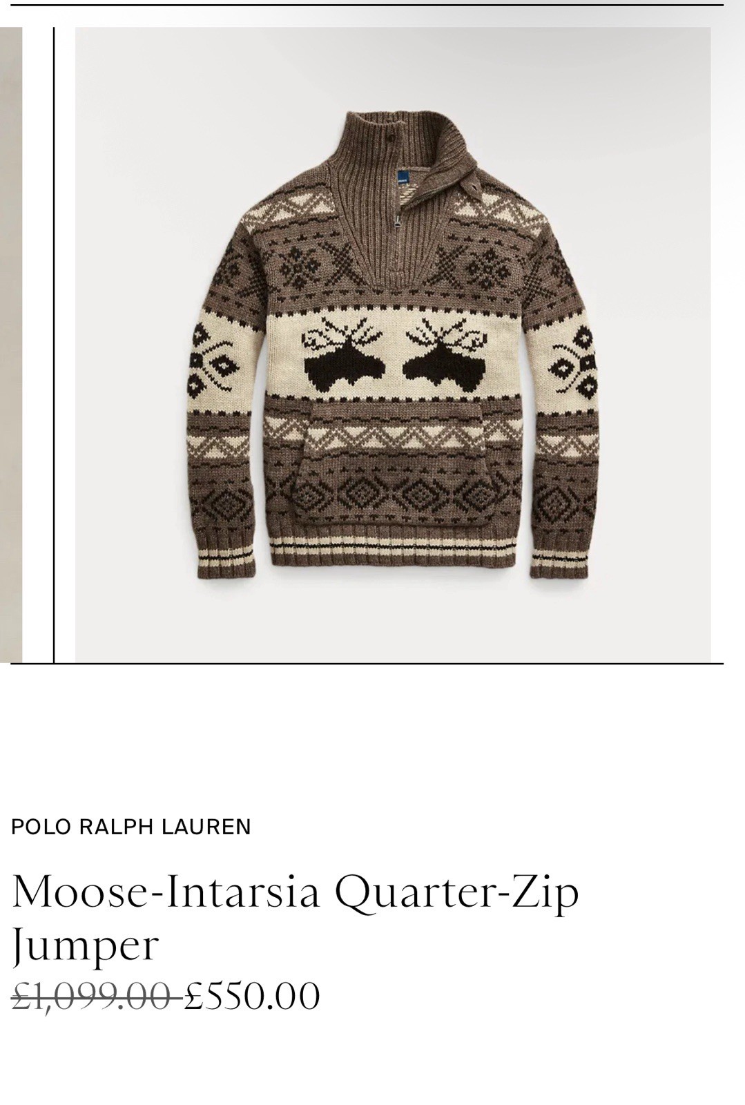 Polo Ralph Lauren Moose-Intarsia  1/4 Zip Jumper Size L BNWT £ RRP 1100 image 8
