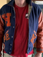 Vintage 1980s "H" Letterman Jacket- L