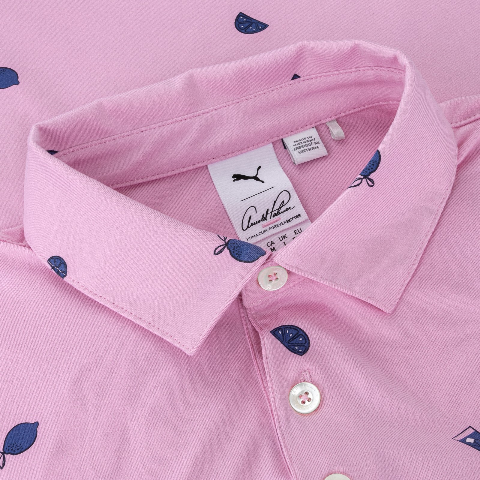 Puma AP Cloudspun Citrus Pale Pink/Lake Blue Shirt Men M thumbnail 5