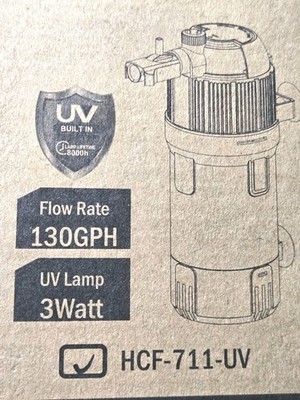 Aqua Miracle HCF-711 Aquarium Filter w/ UV Flow 130GPG Lamp open box