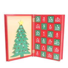 Calendario dell'Avvento Albero di Natale in Legno Rosso Decorazione Natalizia