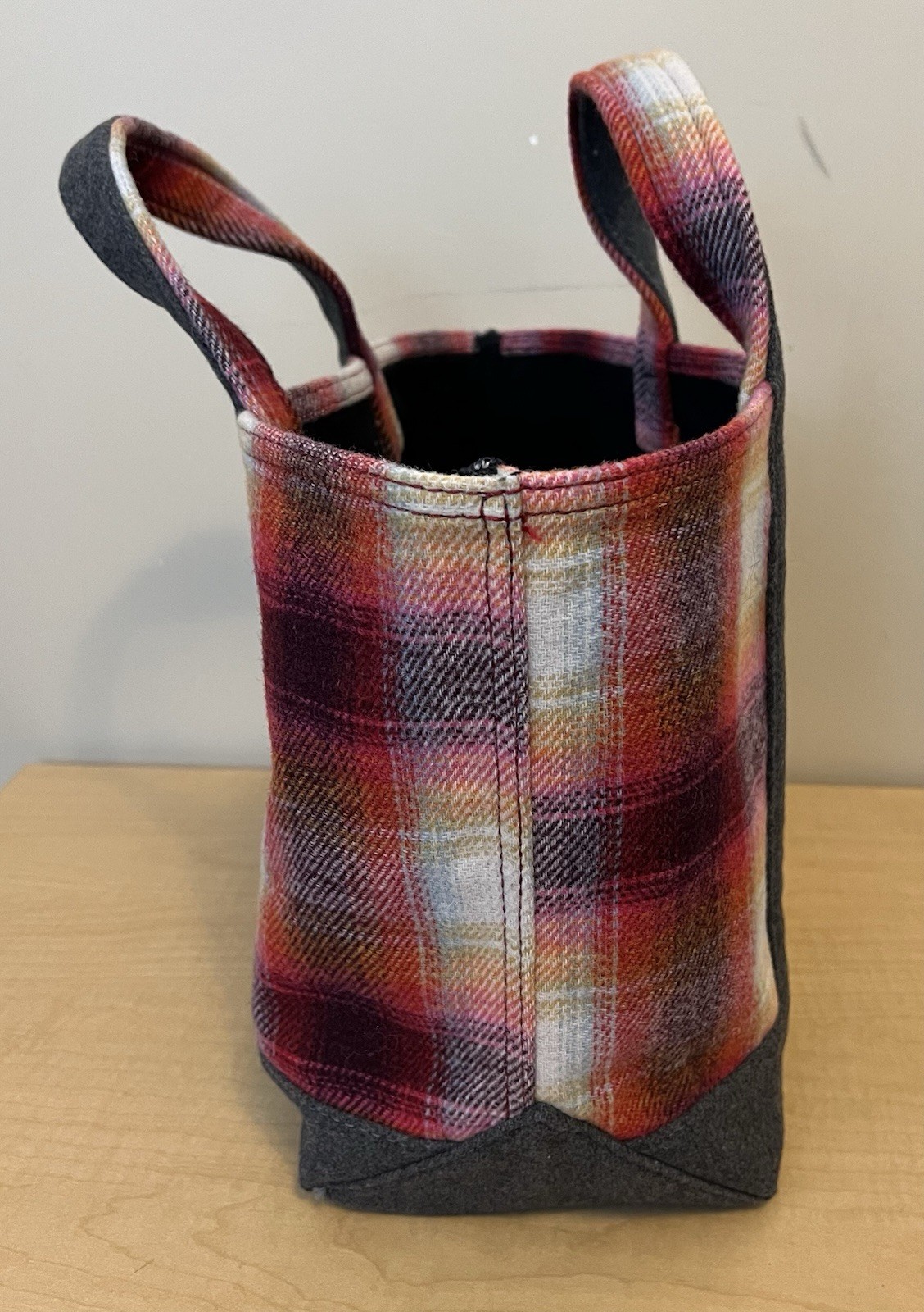 GAP + PENDLETON Gray Red Plaid Wool Blend Tote Me… - image 4