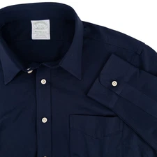 Brooks Brothers Milano Fit Ultrafine Japanese Knit Shirt Men 15-32 Navy Blue NWT