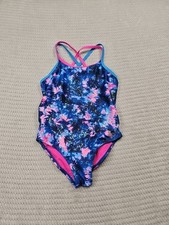 Under Armour Bathing Suit Girls 6X Pink Blue Tye Dye One Piece