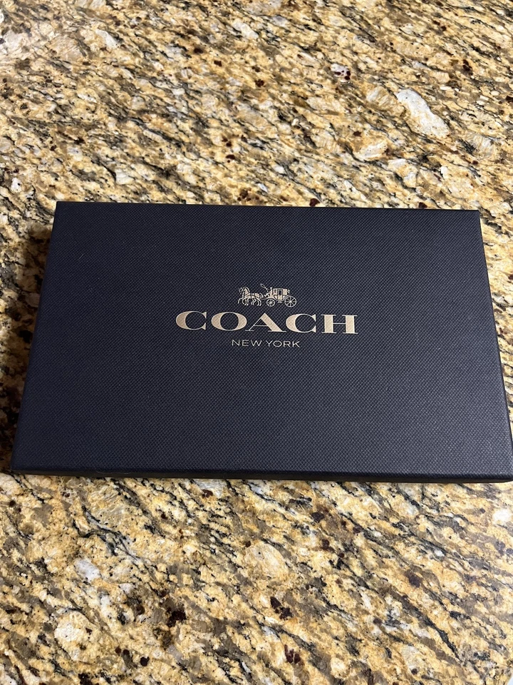 COACH Hombres Acordeón Billetera Llavero con Caja de Regalo Negro Denim Grafito Nuevo con Etiquetas F55484 Foto 2 de 4