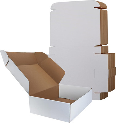 11X8X2 Inches Shipping Boxes Set of 25, White Small Corrugated Cardboard Box, Ma