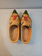 Vintage Dutch Wooden Clogs Shoes Hand Carved Hand Painted Holland